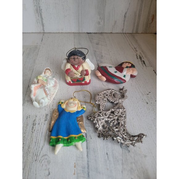 Angelic cherub drum ornament Xmas variety religious set - Picture 1 of 10